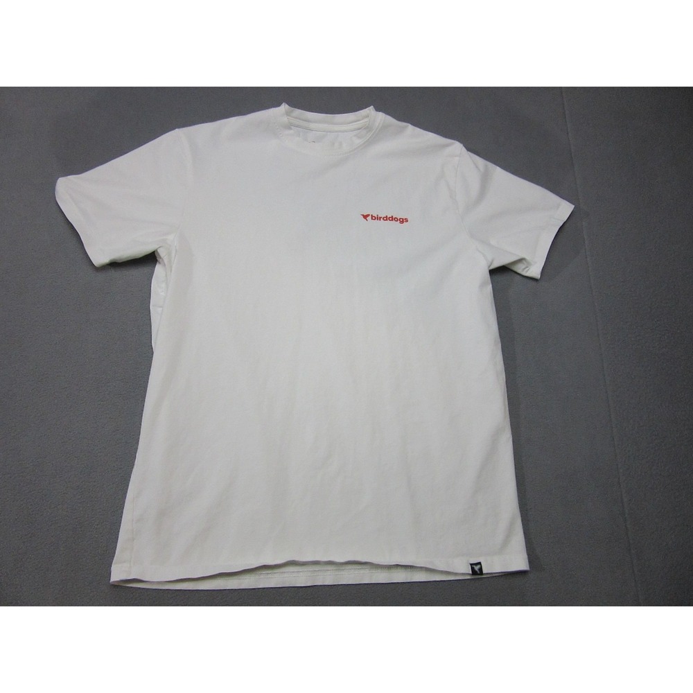 Birddogs Shirt Mens Large White Stretch Back Graphic Print Crew Neck Casual Tee